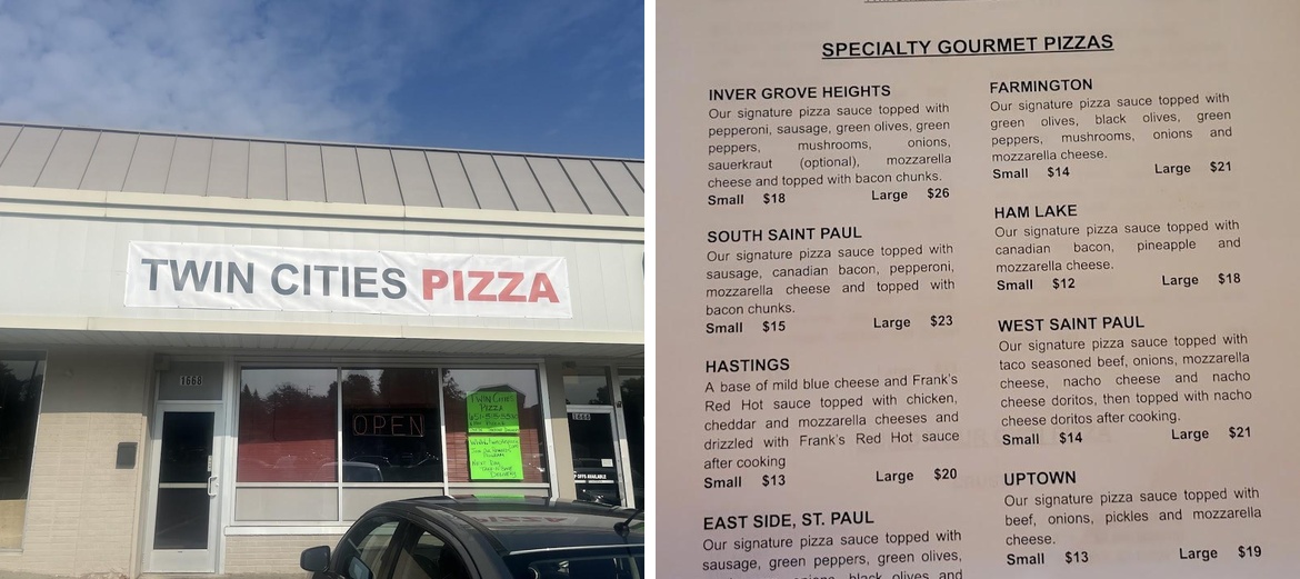 Twin Cities Pizza Menu